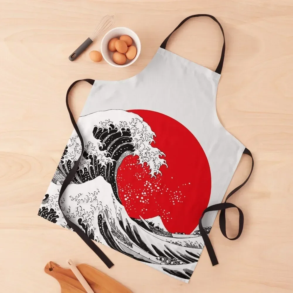 The Great Wave Off Kanagawa, Big Red Sun Apron Household Items Kitchen bib Apron