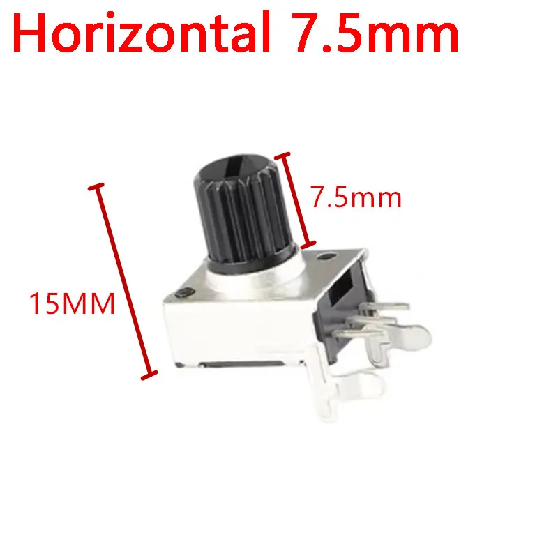 100PCS Rv09 Vertical Horizontal 12.5mm 7.5MM Shaft 1k 2k 5k 10k 20k  50k 100k Adjustable Resistor 9 Type 3pin Seal Potentiometer