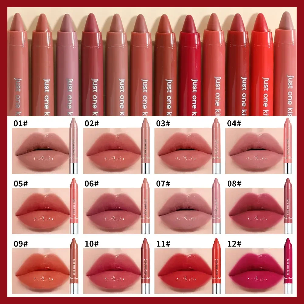 New 12 Color Moisturize Lipstick Fashion Sexy Shimmer Brighten Lip Color Easy To Apply Long Lasting Non Fading Lipstick Make-up