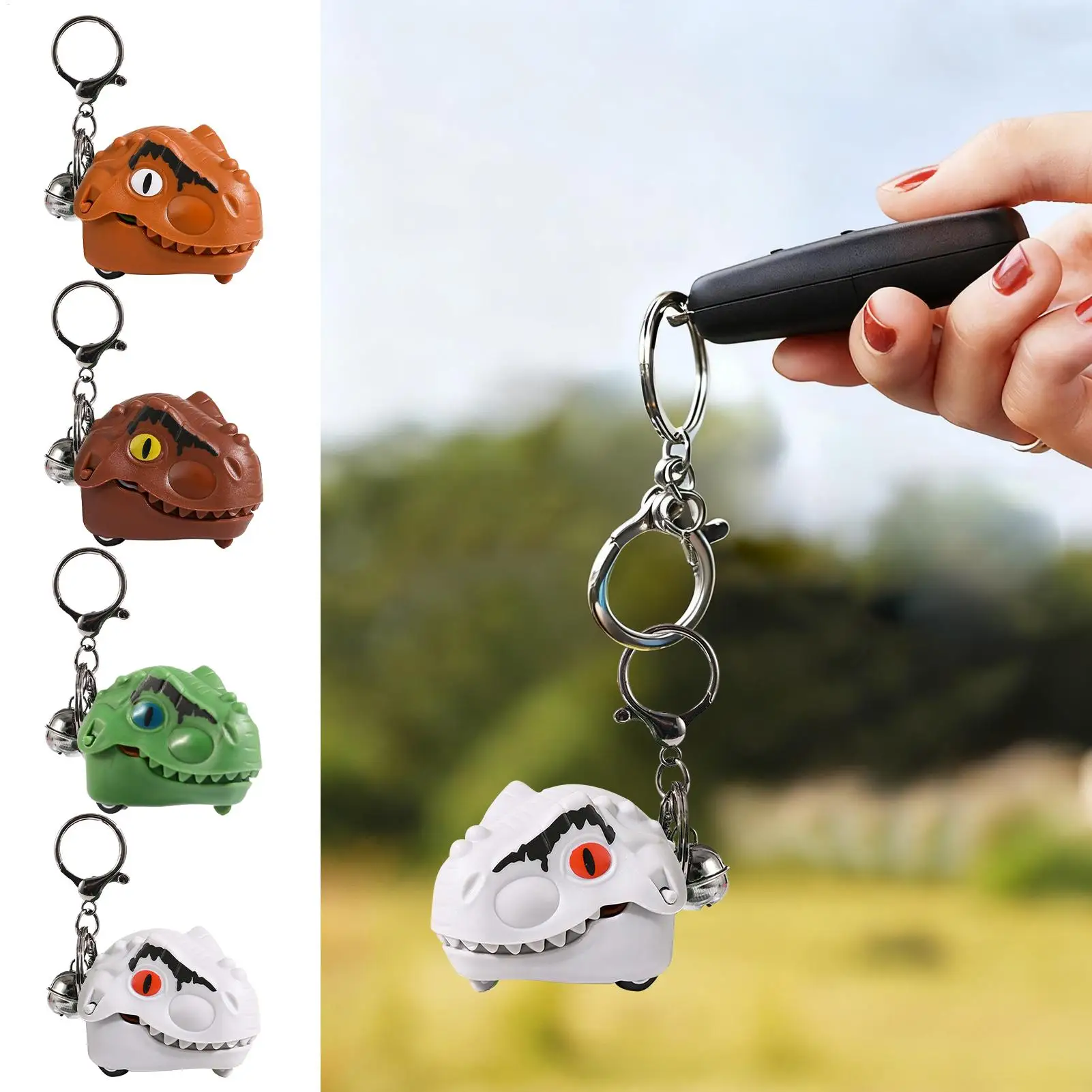 Lindo llavero realista de dinosaurio, colgador de mochila versátil y a la moda, llavero de Animal bonito para morder el dedo, regalo de viaje