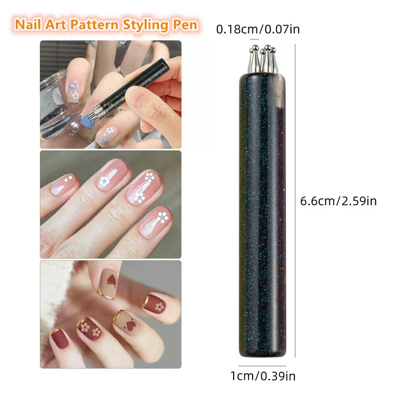 Nail Art One Stroke - 5-bladige bloem nagelpuntstift, één-streek bloemdesign tool,