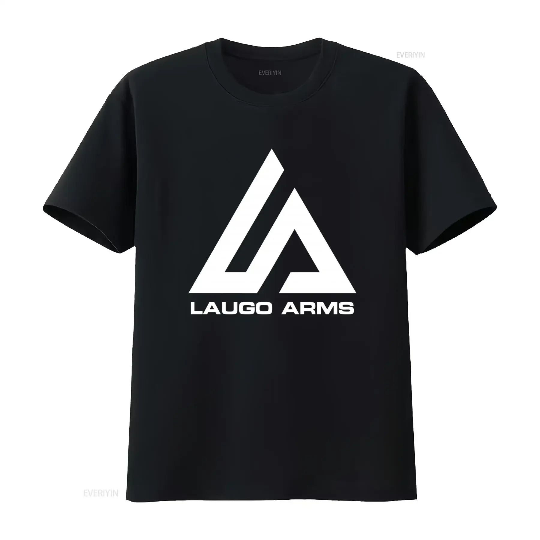 Stylish Laugo Arms Logo T Shirt in Black White Sizes S 5Xl vintage Washed Slightly designer clothes streetwear Comfortable