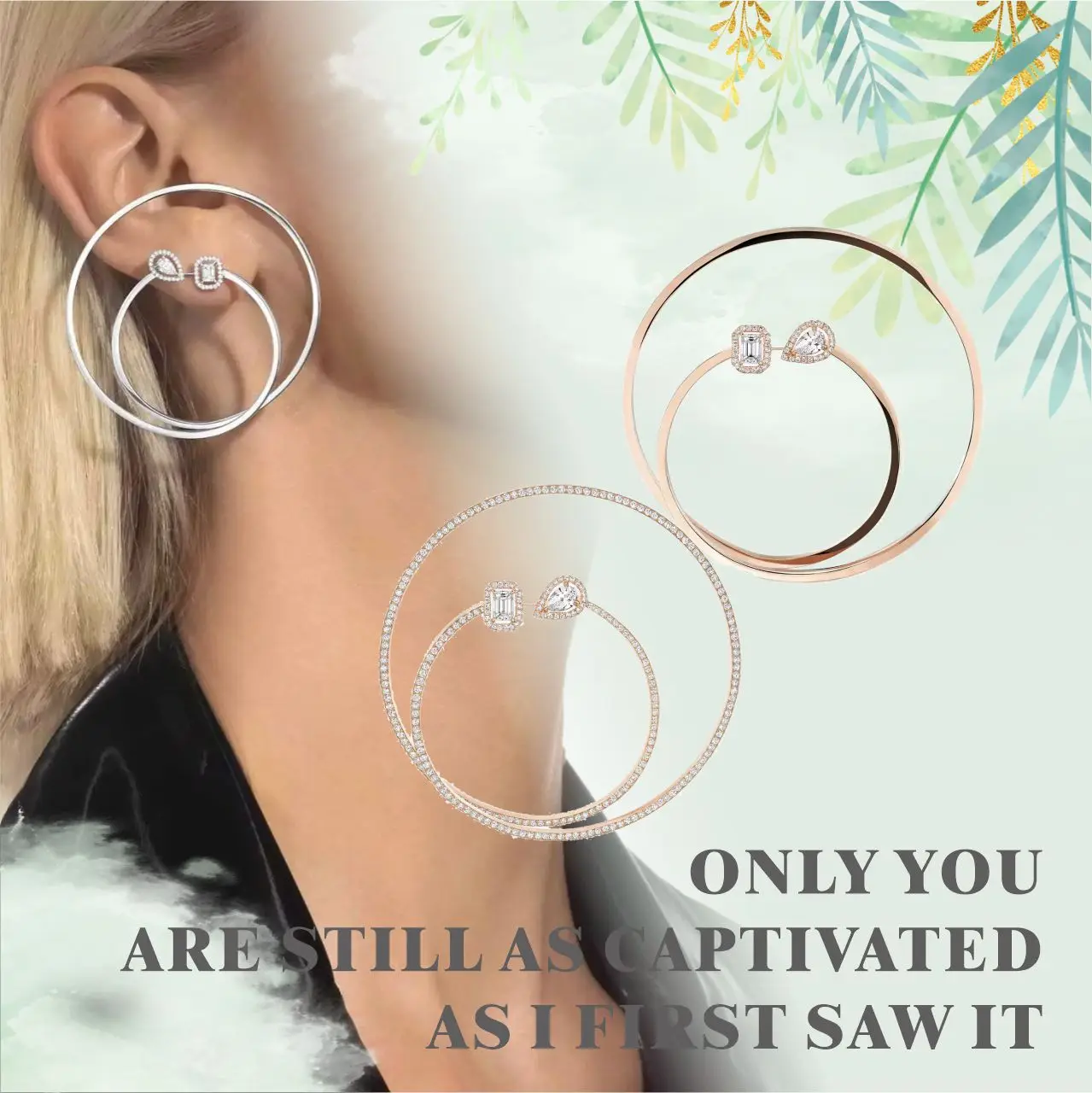 

Sterling Silver S925 Hit 2024 New Messi Fashion Trend French Charming MY TWIN Asymmetrical Single Sided Round Earrings