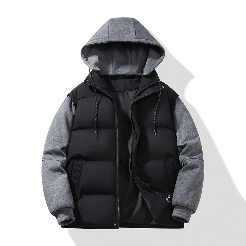 Hooded Casual Thicken Warm Men Parkas Comfortable Windproof Cotton Coats Solid Color All-match Male Clothes Fashion New Style