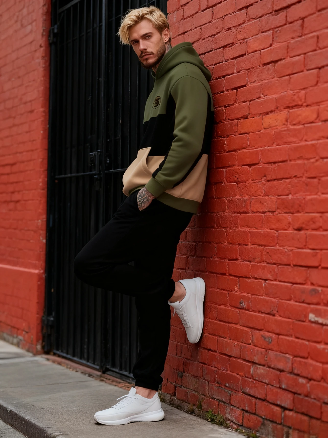 남성용 2피스 세트, 패셔너블한 후드티와 루즈핏 캐주얼 팬츠 |   편안하고 따뜻한 소재의 남성 후드티 세트.