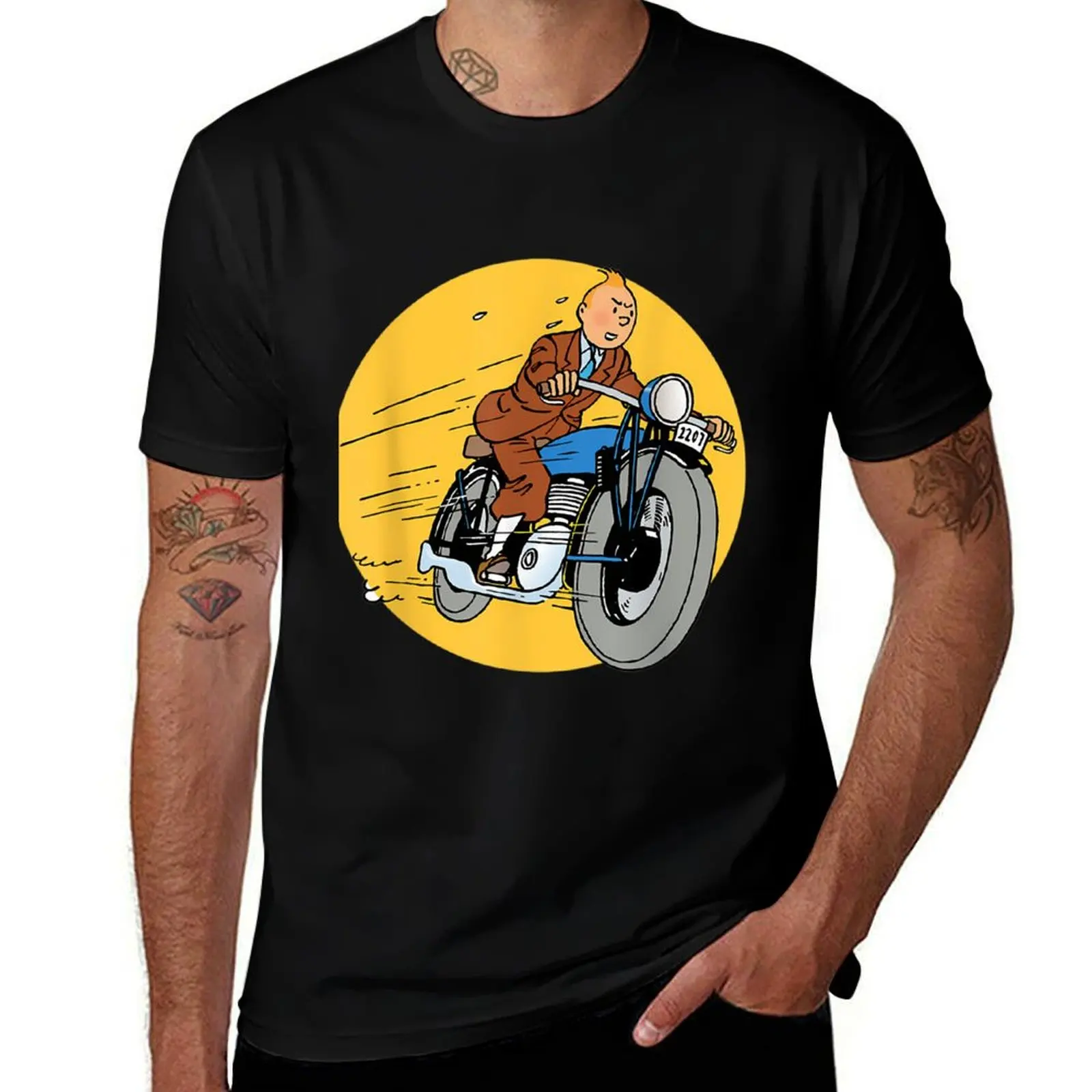 Tin Adventure Vintage Anime  Printed T-shirt Men Women Cotton Loose Casual Short Sleeve T-shirt Men's T-shirts Men's Clothing