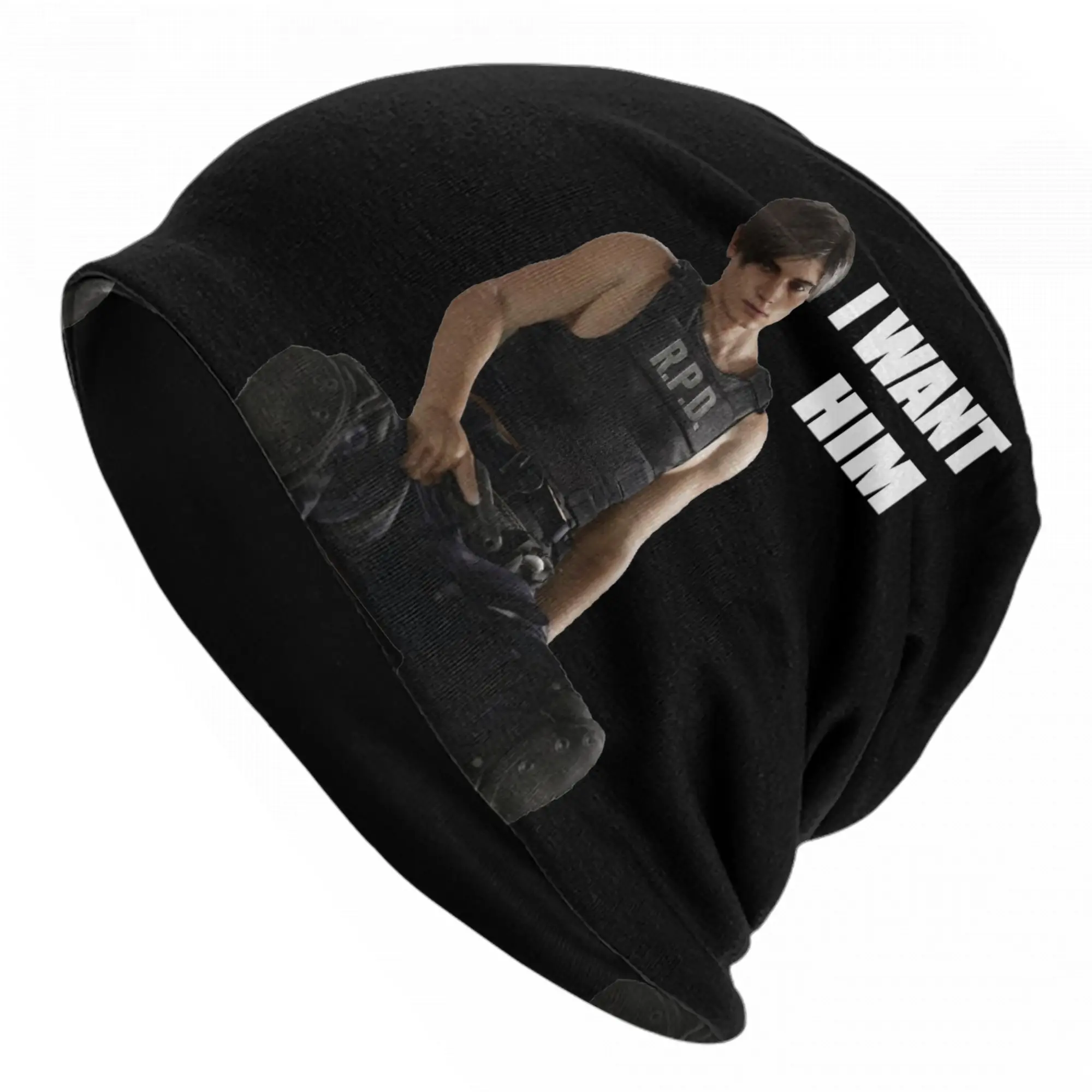 I WANT Leon S Kennedy Resident Bonnet Hats Cool Eviled Ski Skullies Beanies Hat Unisex Warm Thermal Elastic Cap