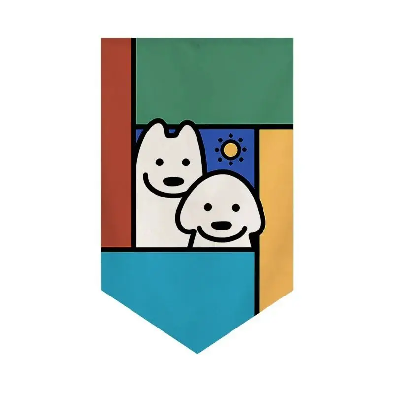 VIKAMA Japanese-Style Cute Puppy Triangular Room Divider Curtain, Kitchen Counter Triangular Flag Curtain, Home Decor