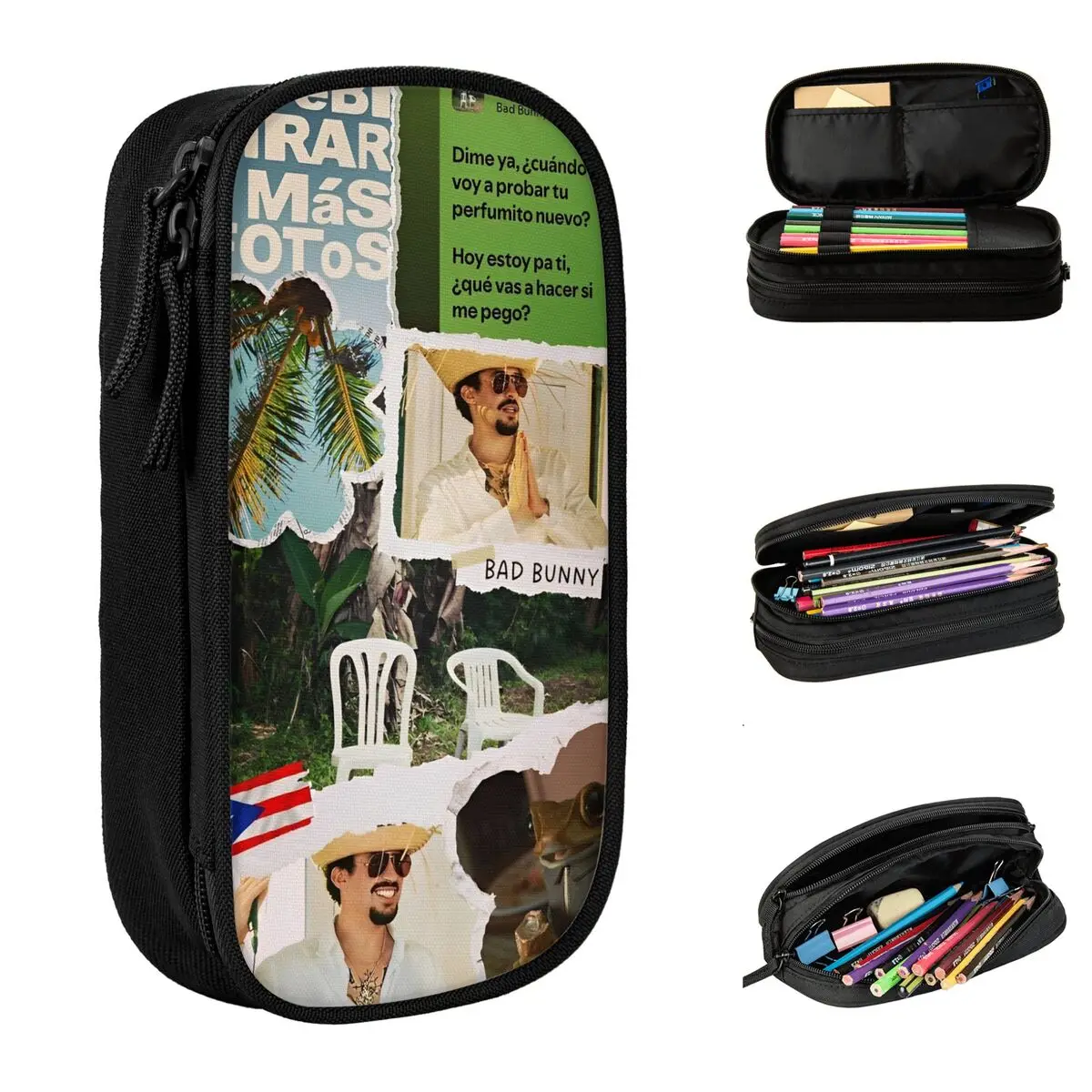 

DtMF Bads Bunnys Debi Tirar Mas Fotos Music Tour Pen Box Double Layer Large Capacity For School Pencil Case Stationery Gift