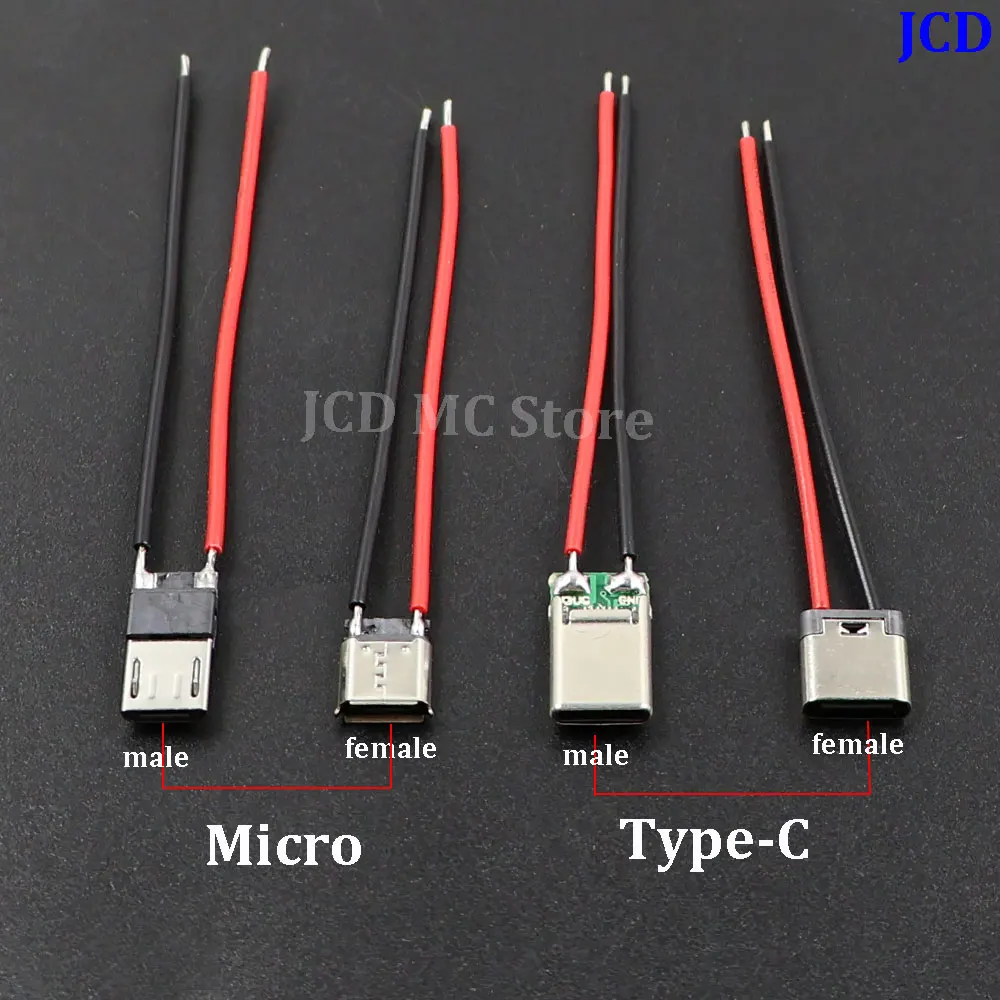 10/5/2PCS 2P Micro USB Male Female JACK Type C USB M / F Welding Wire Connector For Mobile Phone Charging Port Charging Socket