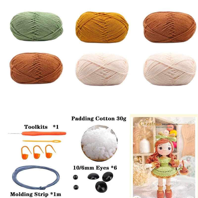 Handmade Crochet Girls Set Amigurumi Crochet Doll DIY Hook Kit For Knitting Yarn Accessories Pattern Crafts Supplies Decoration