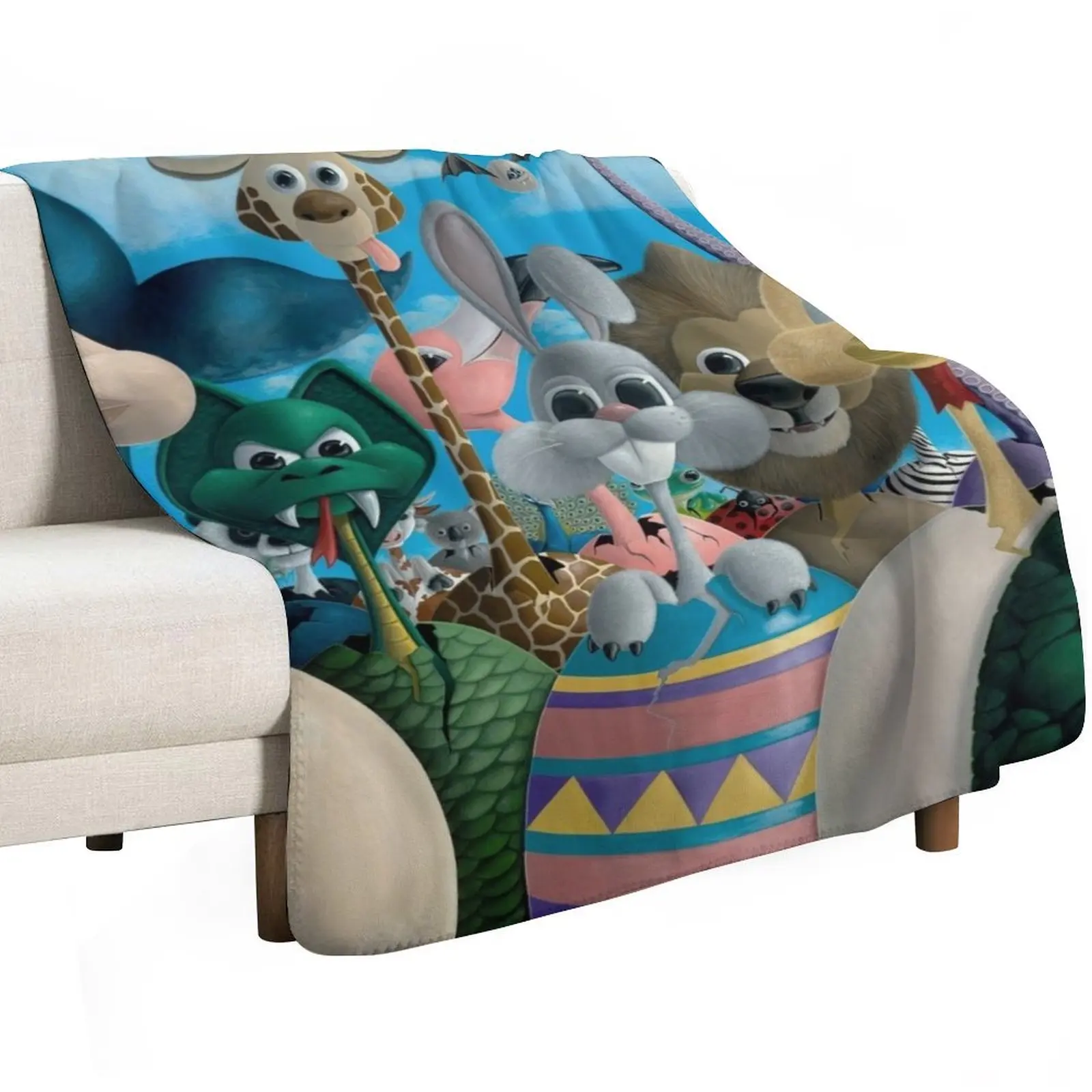 Eggs Hatching with Cute Animals Throw Blanket Furrys blankets and throws Softest Camping decorative Plush Blankets