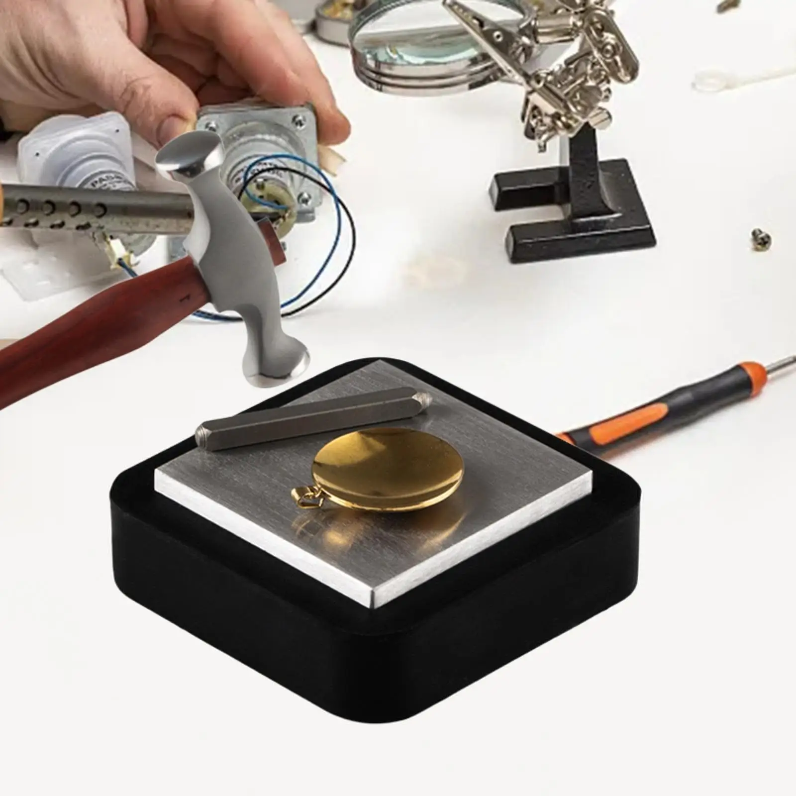 

Steel Bench Block Jewelry Making Tough Rubber Block for Hammering Chasing