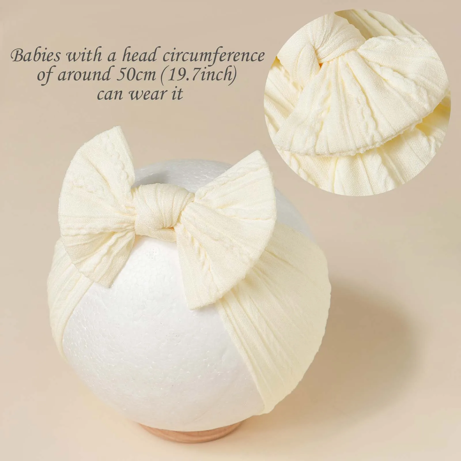 5pcs Baby Soft Handmade Bow Headband Soft Nylon Jacquard Securing Hair Band Kids Elastic Turban Girls Cute Hair Accessories