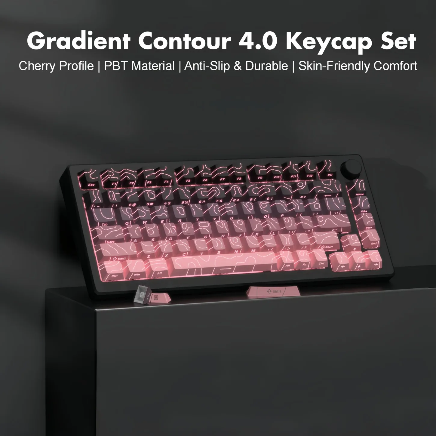 Contour Side Engraved Gradient Shine Through PBT Keycaps Cherry Profile 130 Keys Gaming Office Gift Fit for Mechanical Keyboard view 5