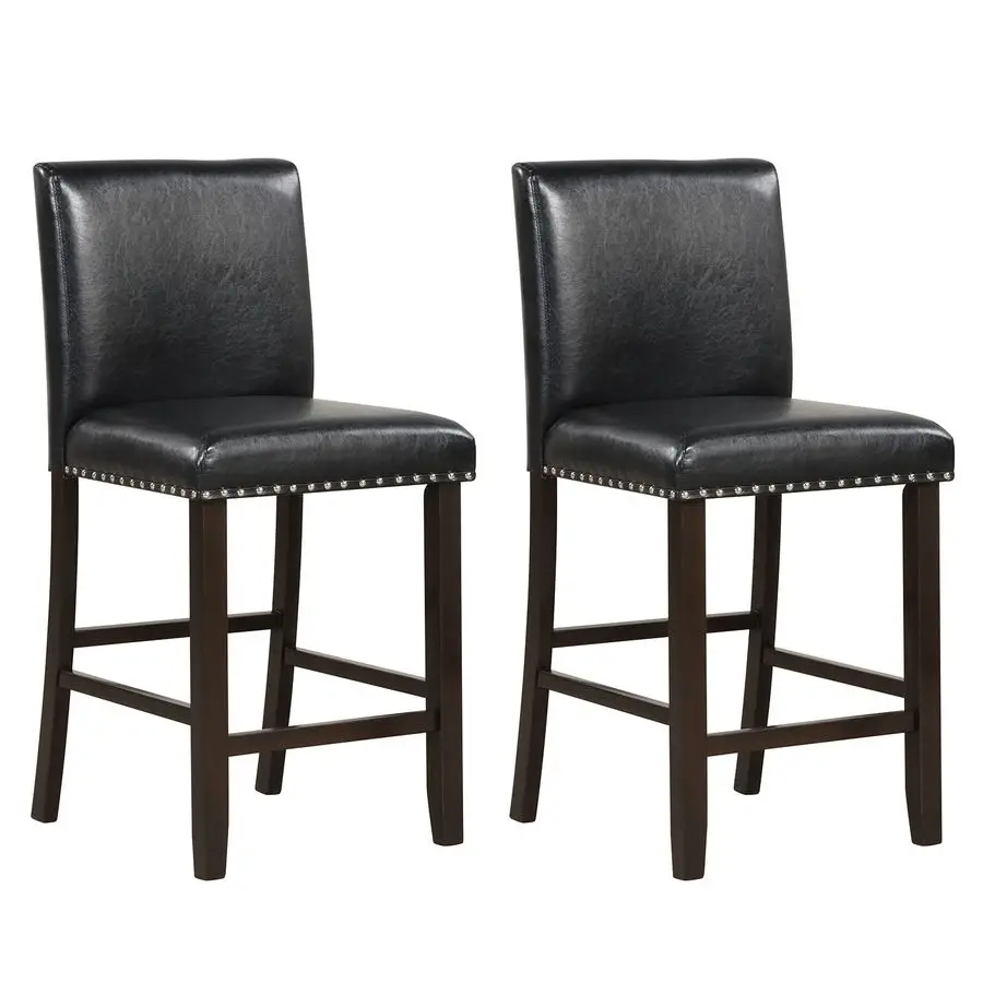 

Bar Stools Set of 2, 25.5 PVC Leather Armless Counter Height Chair with Back, Kitchen Island Breakfast Chair for Dining Room, Pa