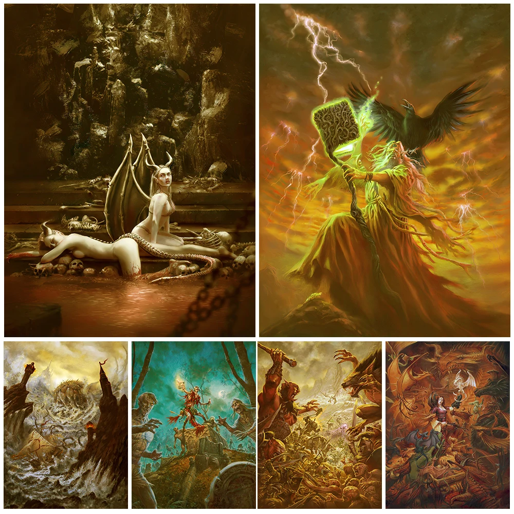 

King Of Zombies Vintage Wall Art Canvas Painting The Wizard Book Of Magic Retro Poster Print Mystery Dark Horror Art Print Decor