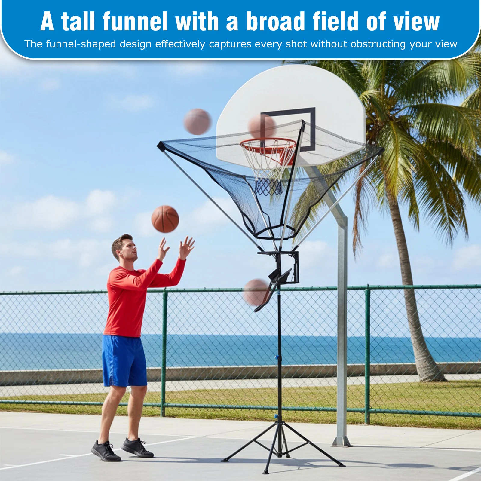 

Basketball Shot Trainer Rebounder with 180° Rotating Track Easy Assembly Rebounding Shot Hoop Trainer with Net Return System