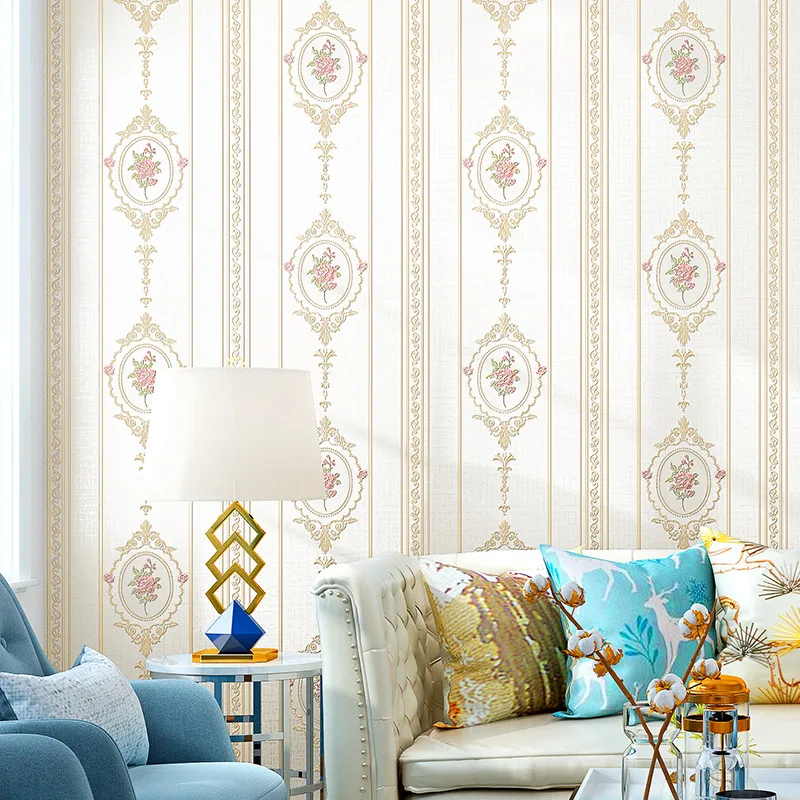 

Европейские обои в пасторальном стиле с цветочным узором для спальни, гостиной, 3D текстурированные, теплые, из нетканого материала, для свадебного декора