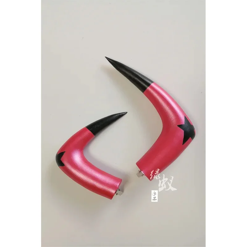 NewNew Hazbin تأثيري فندق Helluva Boss Verosika Mayday تأثيري قرون أغطية الرأس دبوس الشعر مشبك شعر أنيمي دبوس الشعر هالوين كرني