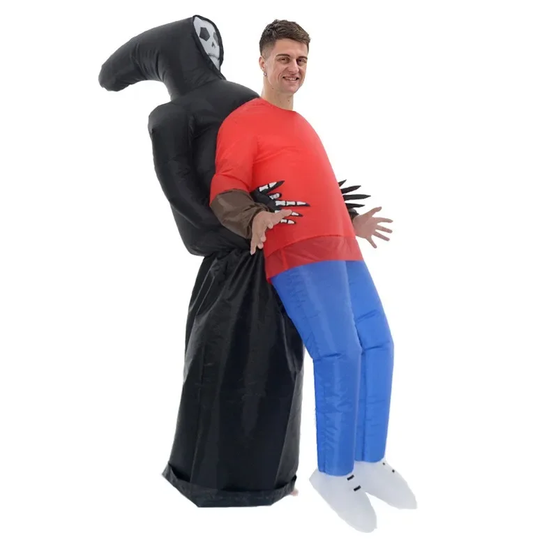 Máscara de robe preto inflável para adultos e crianças, traje fantasma, adereços, Dia das Bruxas, Páscoa, Carnaval, Festa, Masquerade, Cosplay, presente de férias, engraçado