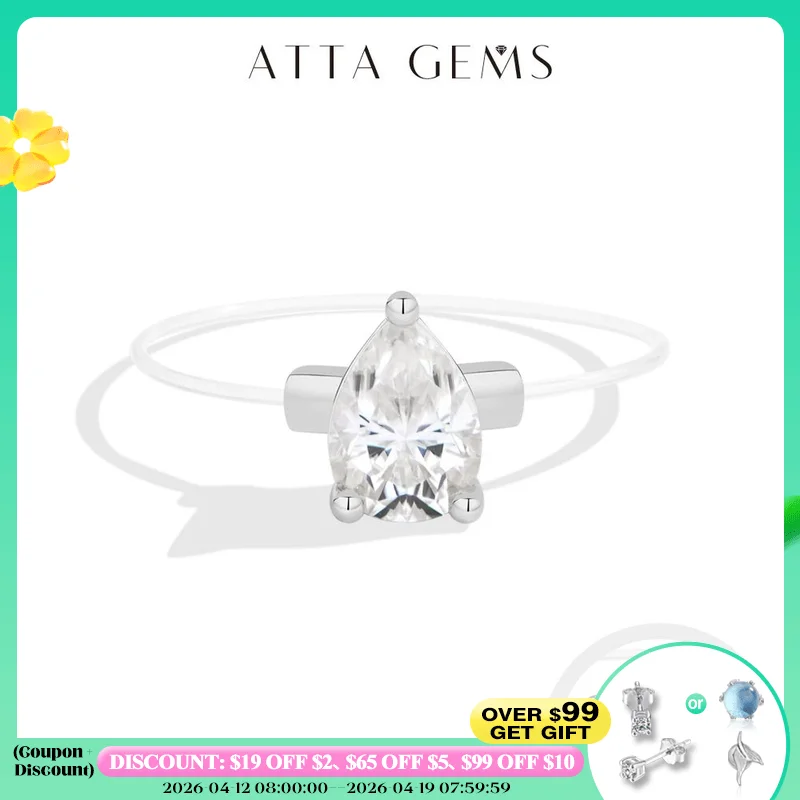 

ATTAGEMS 0.8CT DVVS1 Moissanite Rings for Women 925 Sterling Silver Creative Transparent Fishing Line Ring Handmade Jewelry Gift