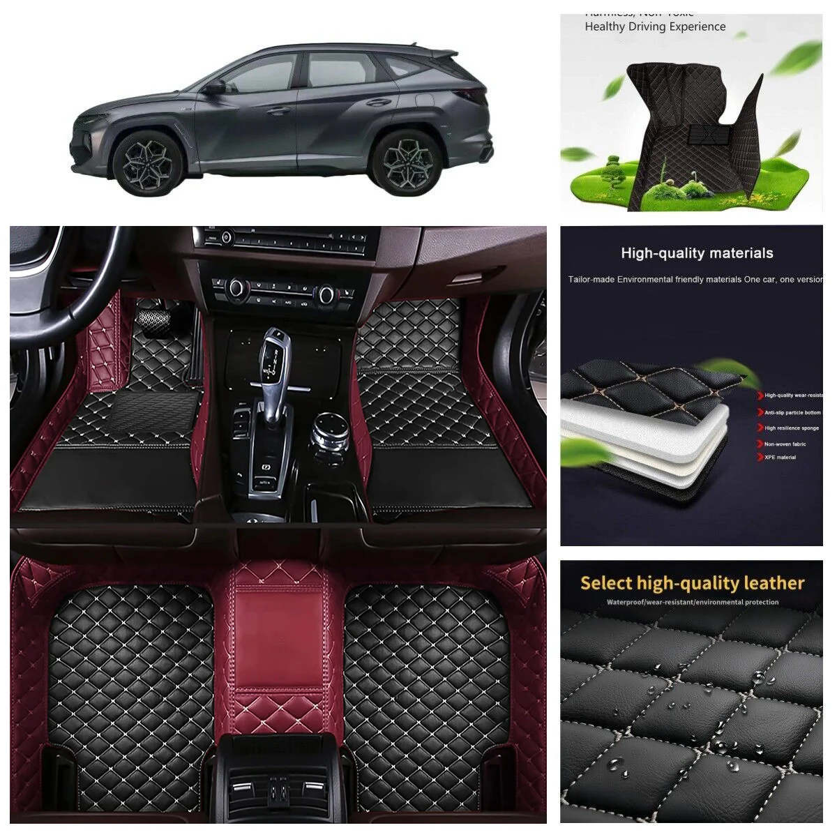 3D PU-leather Waterproof Custom Car Floor Mats For BMW X6 E71 E72 F16 F86 G06 G96 Auto Carpets Foot Coche Liners
