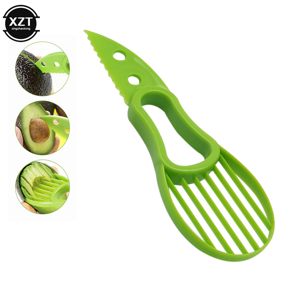 3 In 1 Avocado Slicer Shea Corer Butter Fruit Peeler Cutter Pulp Separator Plastic Knife Kitchen Vegetable Tools Kitchen Gadgets