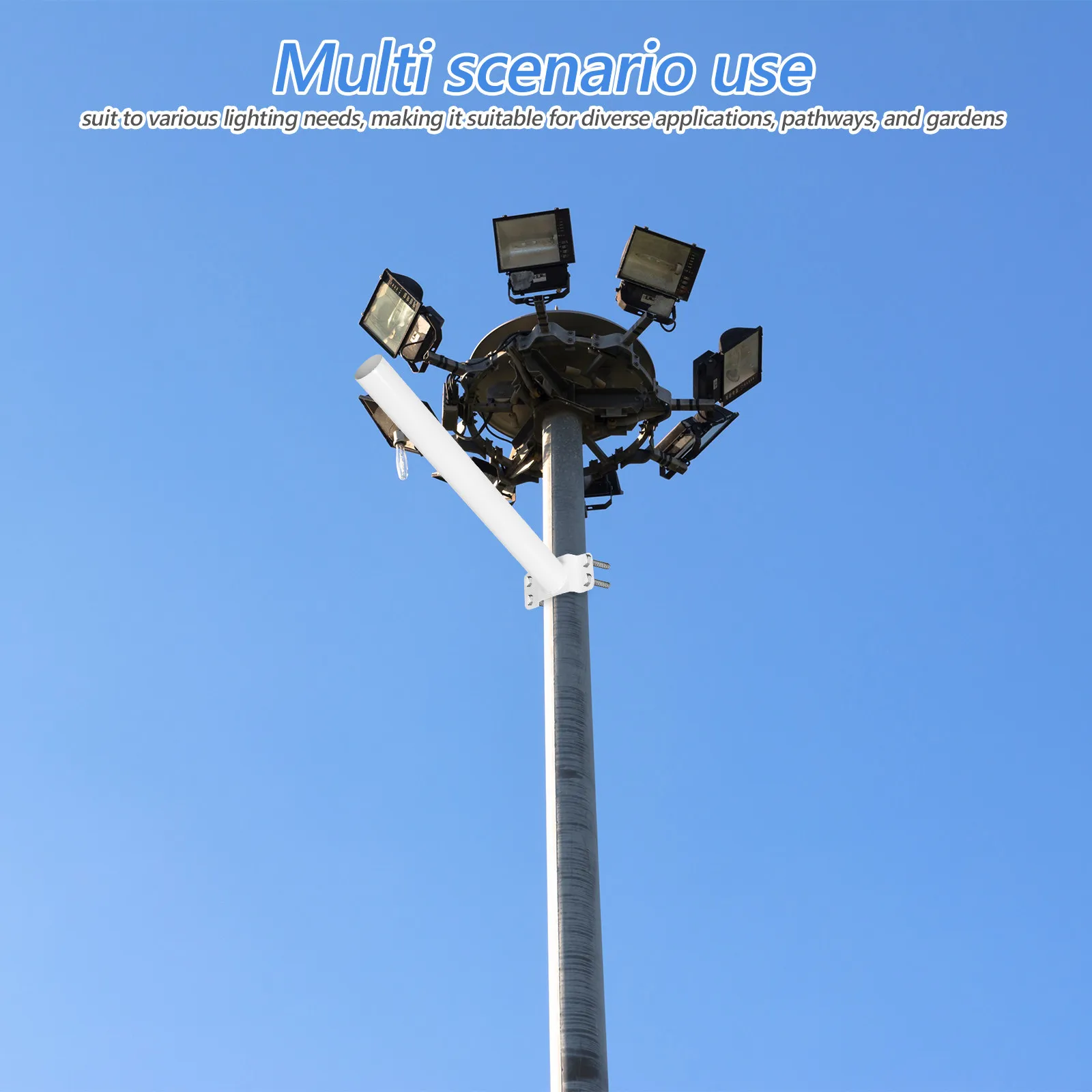 2Pcs Solar Street Light Bracket Integrated Design Sturdy Extension Arm for Outdoor Roads Gardens Lighting Pole Mounting