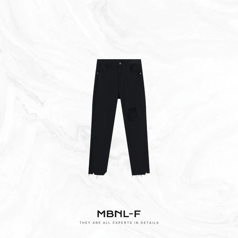 

MBNLF Slim Fit Bla Jeans mat Frayed Skinny Denim Long Pants Women's Casual Trousers XMXNZ925 Summer 2025