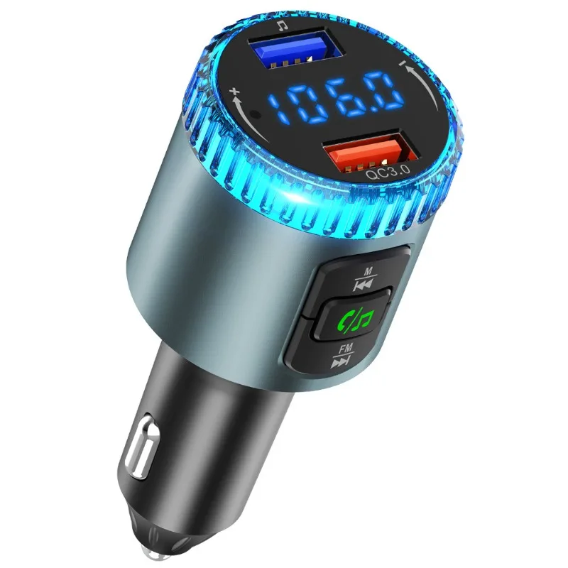 BC77A Car Bluetooth MP3 Player Hands-free FM Transmitter QC3.0 Fast Charge Ambient Light Voice Assistant
