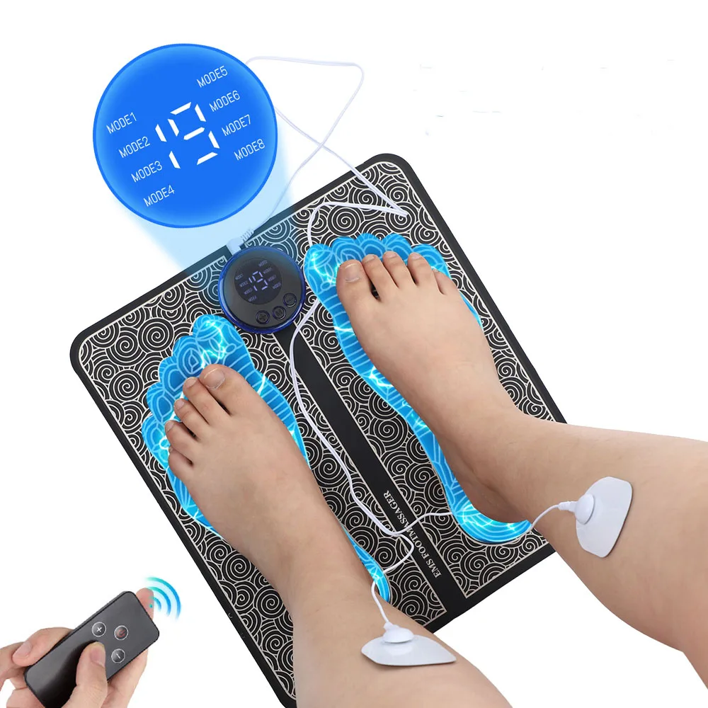 

EMS Electric Foot Massager Mat Tens Muscle Stimulator Foldable Foot Cushion Pad Pulse Acupuncture Pain Relief Blood Circulation