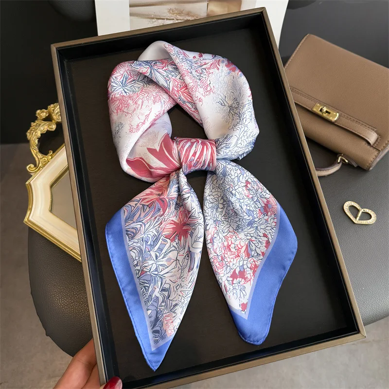 Luxury Design Print Scarf For Women Silk Scarves Bandana Hijab Neckerchief Shawl Kerchief Hair Band Foulard Lady Wrap Bag Scarf