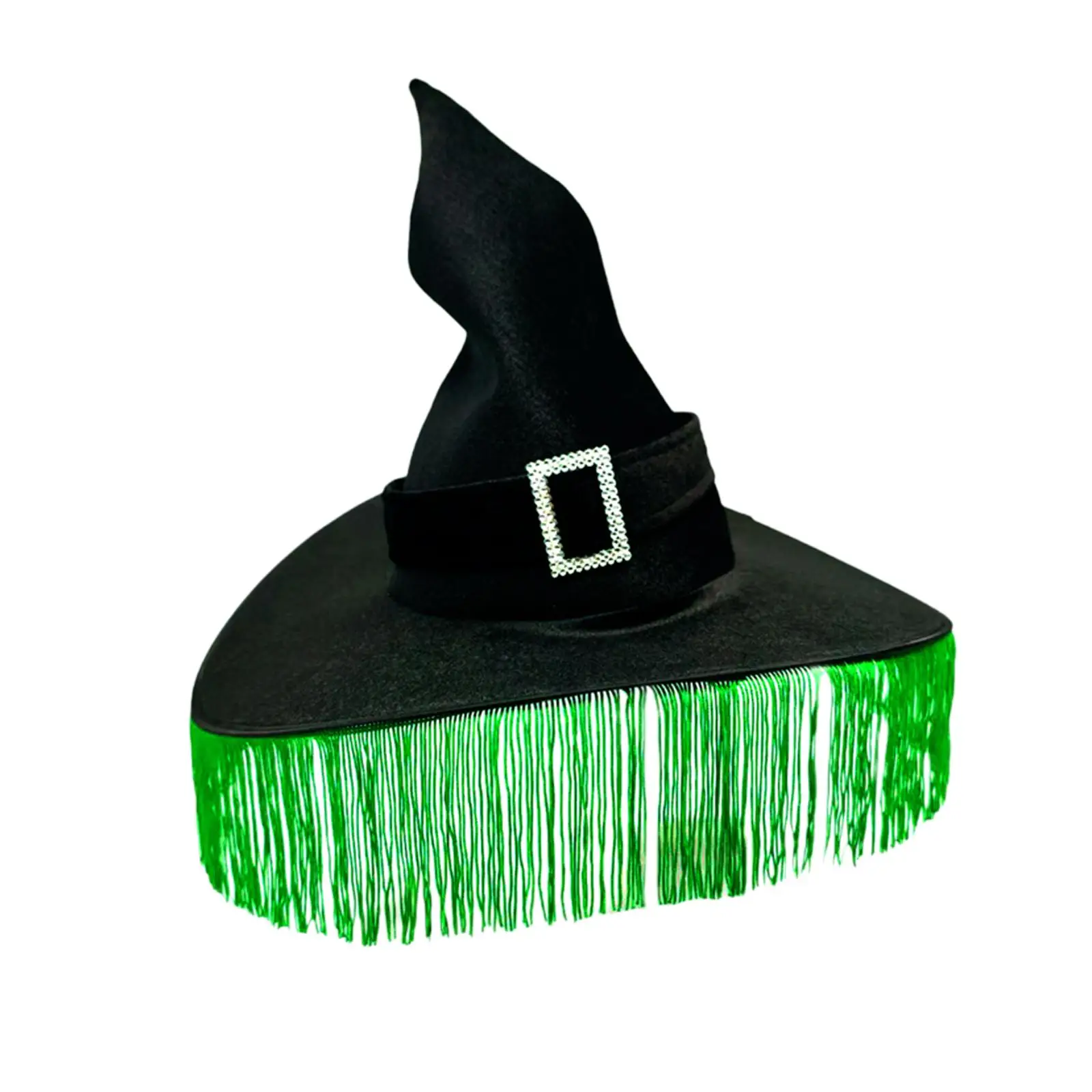 

Halloween Witch Hat Black Green Cloth Ruched Fancy Dress Costume Accessory Adult Cosplay Cap for Party Festival Decor