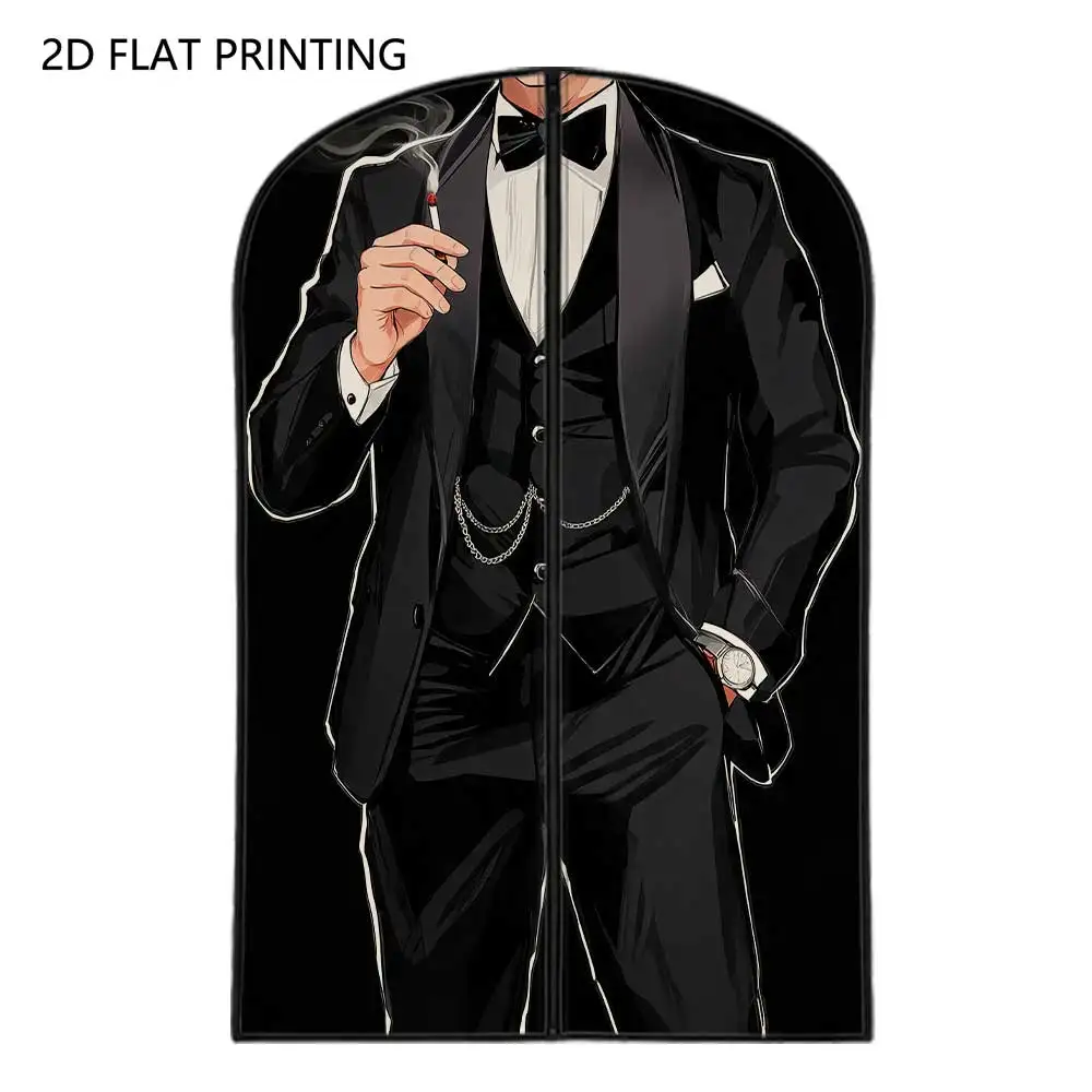 1pc Gentleman Suit Figure Compressed Dust Cover Clothes Compression Hanging Storage Bag Household Wardrobe Organizer