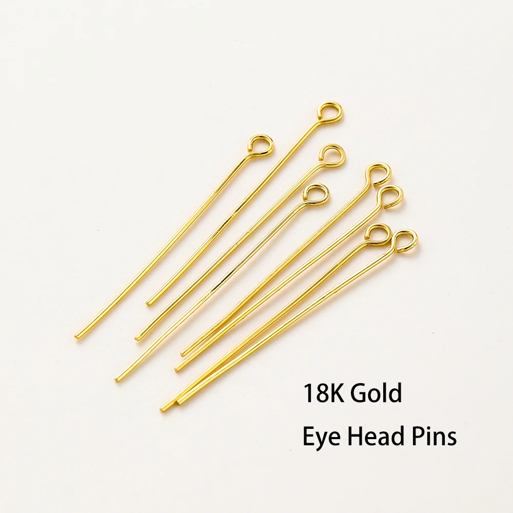 100 teile/los 14K 18K Gold Überzogene 16-50mm Kugelkopf Pins DIY Schmuck Machen Erkenntnisse Messing Metall Flachkopf Auge Kopf Pins Liefert