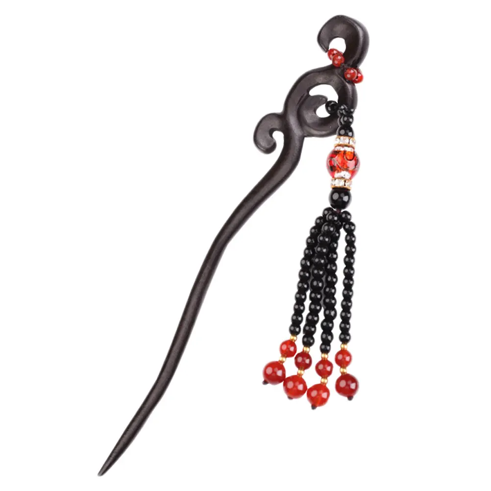 

Elegant Ebony Chinese Style Durable Retro Fringed Updo Hair Jewelry nament S Headdress Hair naments Gifts