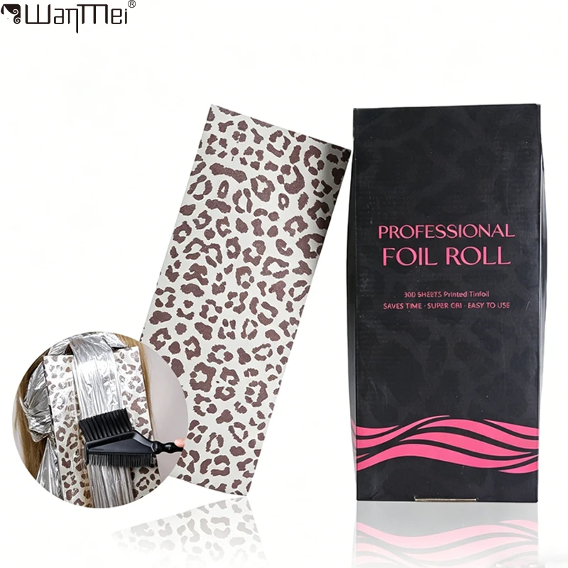 

Рулон фольги для окрашивания волос с леопардовым принтом, 300 листов, профессиональная фольга для парикмахерских суперпрочного крепления, простая в использовании, экономит время, инструмент для салонов красоты