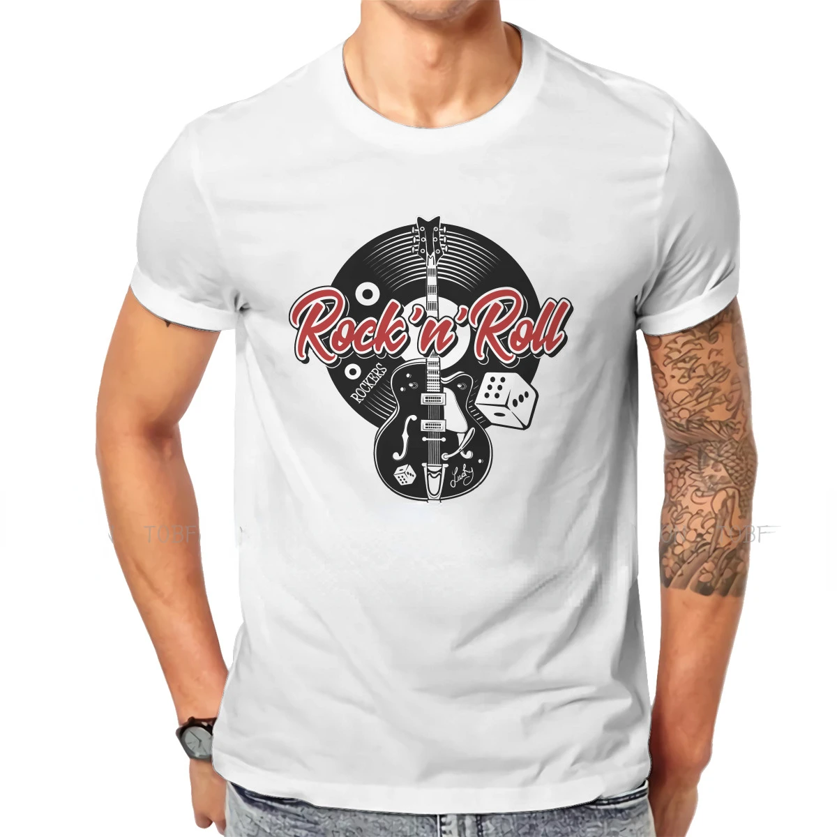 Rockabilly Rock and Roll Men Summer Tshirt Music Dice Rockers Guitars Individuality Shirt Original Streetwear Hipster Summer Top