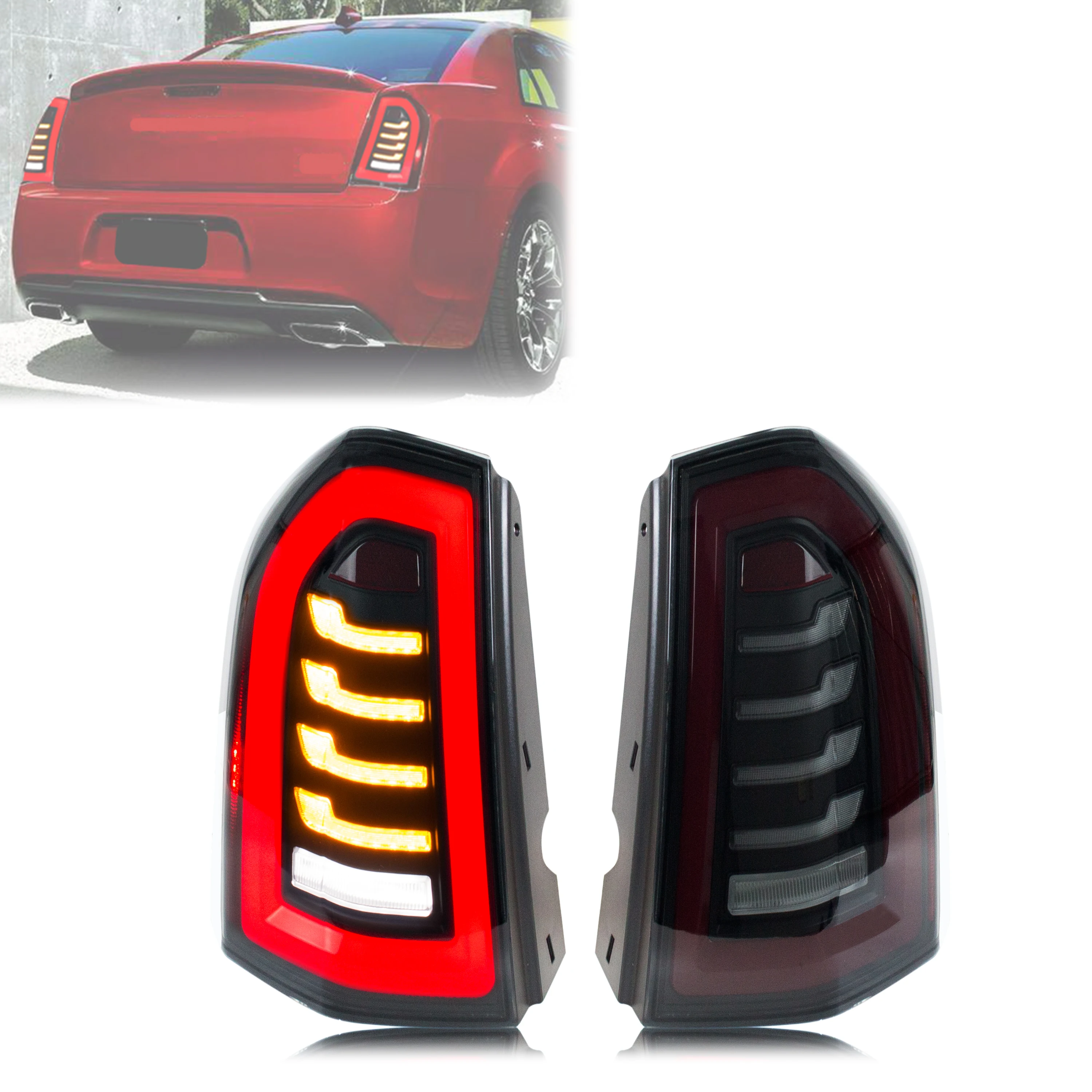 

LED Tail Lights For Chrysler 300 300C 2011-2014 Rear Lamps Start-up Animation Sequential Turn Signal Accessory Assembly