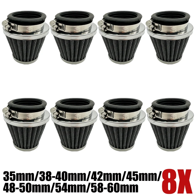

8PCS Universal Motorcycle Mushroom Head Air Filter Clamp Air Intake Filter Cleaner Straight Head 35/38-40/42/45/48-50/54/58-60mm