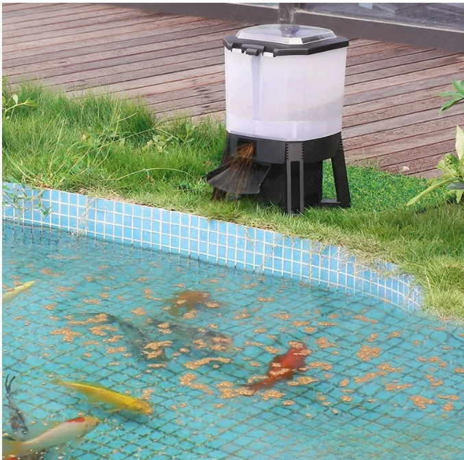 CFF206 Solar Fish Feeder, Automatic Regular Feeding of Fish Pond, Large Area of Koi