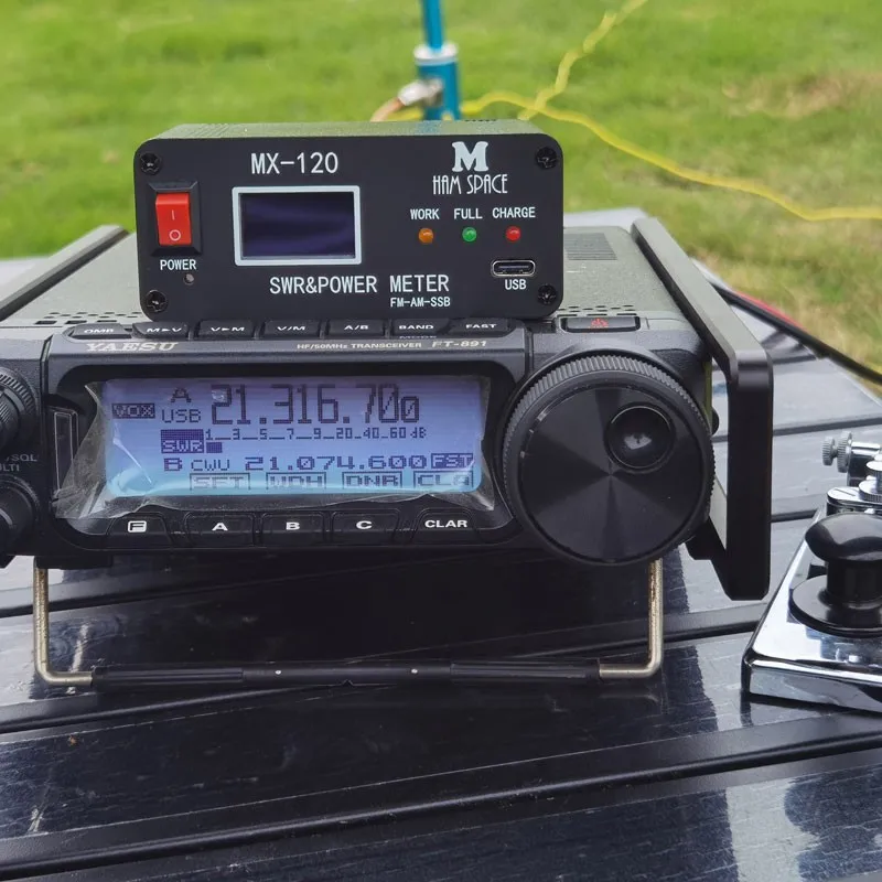 MX-120 Перезаряжаемый ваттметр мощности SWR 1,8–50 м 120 Вт FM-AM-SSB с OLED-дисплеем