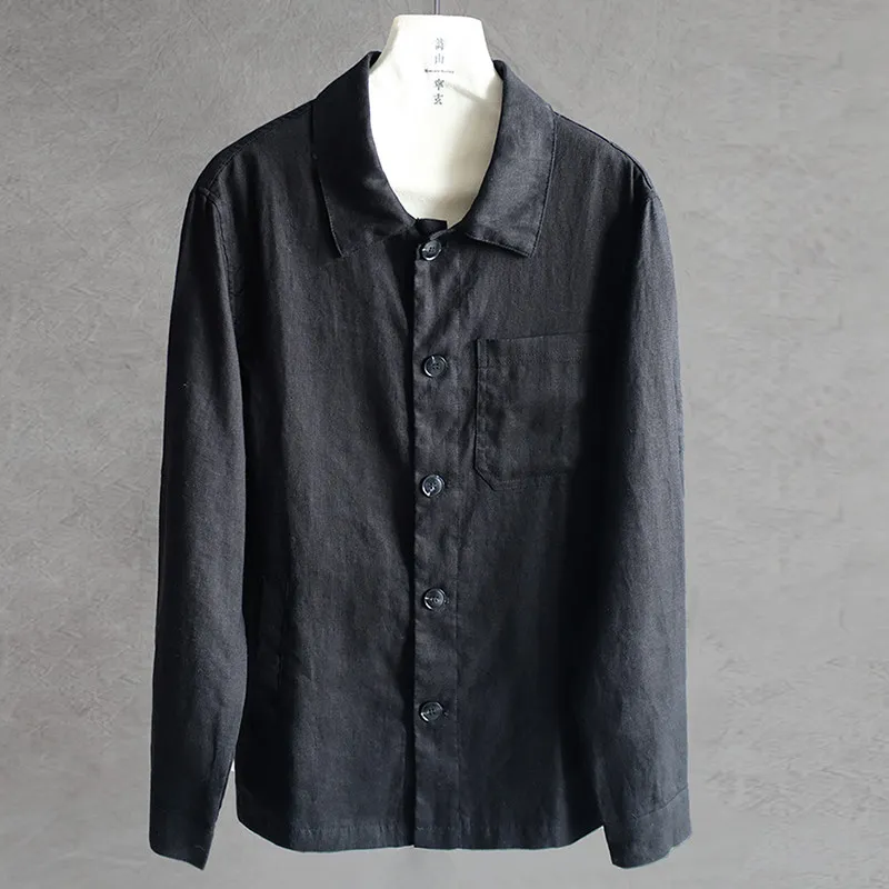 

Spring retro literary and artistic style new casual linen shirt
