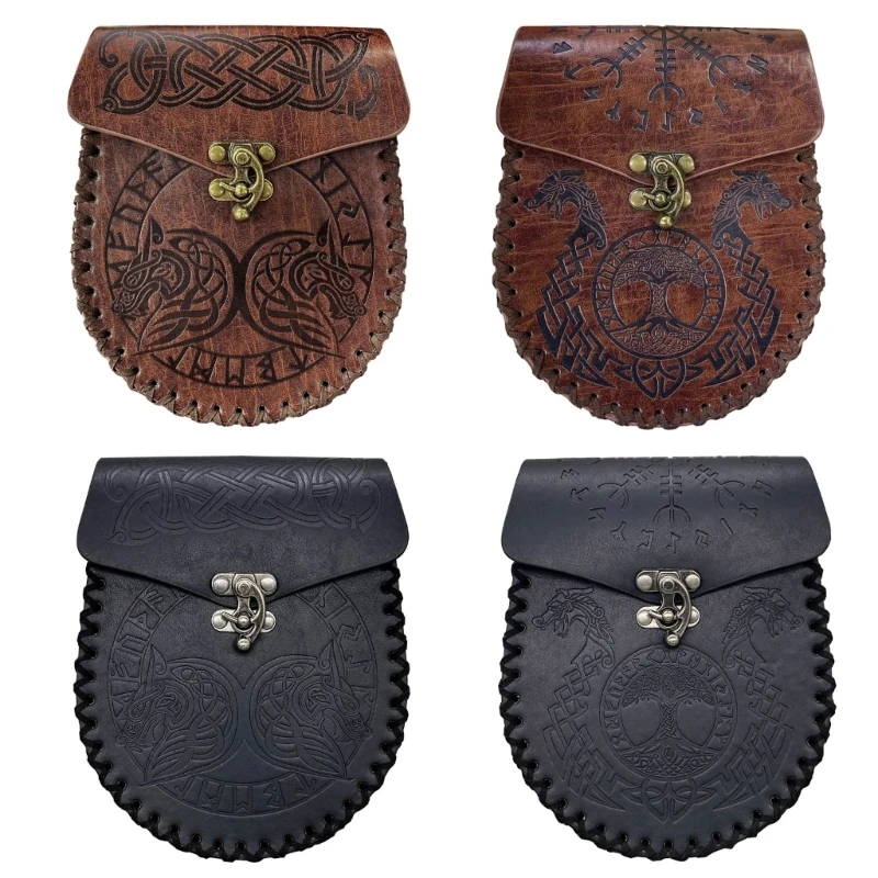 

Medieval Faux Leather Portable Purse Medieval Belt Bag Vintage Belt Dices Bag for Men Women Dropship