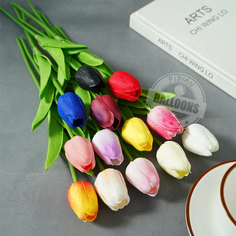 

10-20pcs Advanced Pu Simulation Tulip Flower Wedding Proposal Hand Held Flowers Household Products Nordic Decorative Ornaments