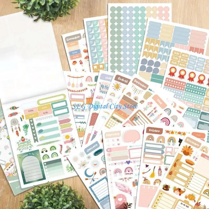 U75B Artistic Weekly Monthly Planning Sticker Journaling Sticker For Scrapbook Calendar Decorations And Time Management