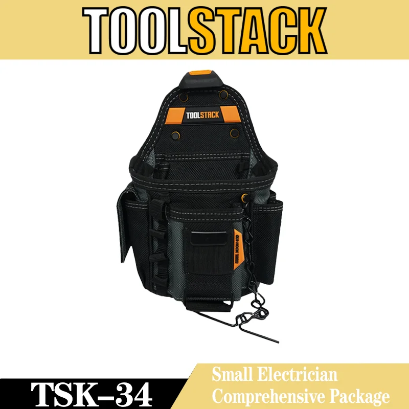 TOOLSTACK Small Electrician Comprehensive Bag Multi Functional Woodworking Oxford Cloth Waist Bag Water and Electricity Tool Kit