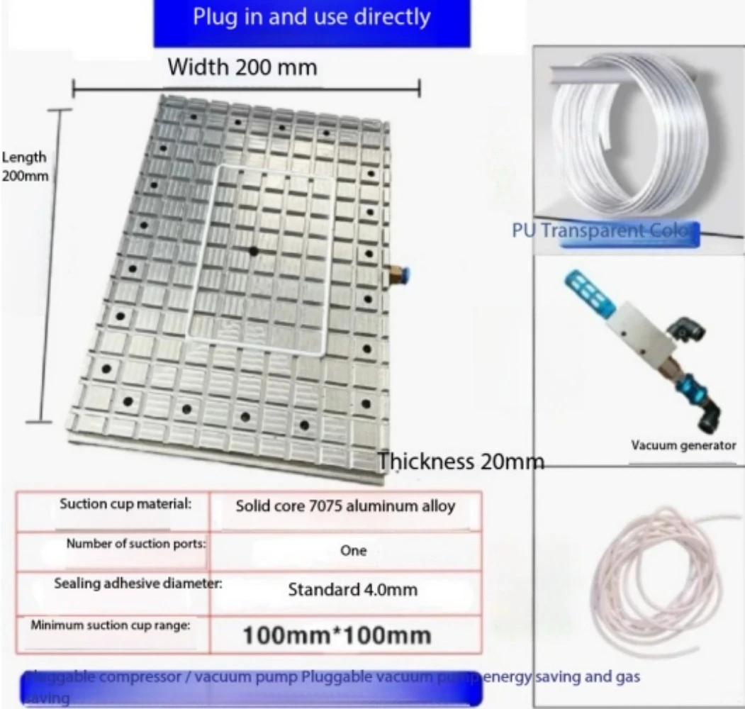 CNC Aluminum Vacuum Suction Cup for Connecting Air Compressor Or Vacuum Pump Without Holes