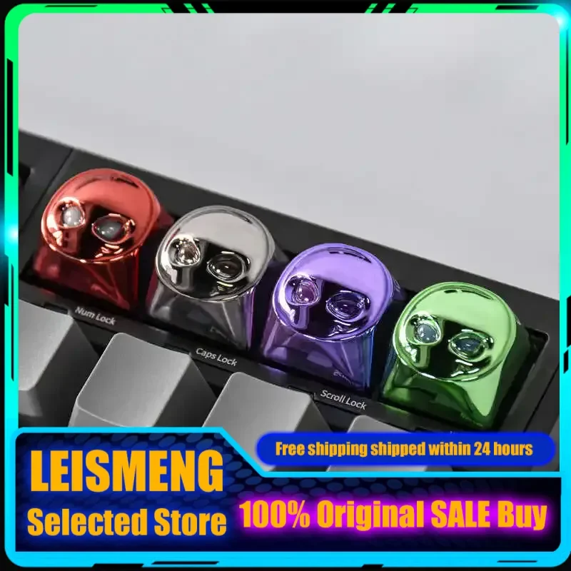 

Колпачки для клавиш с изображением инопланетянина, полупрозрачные механические клавиатуры, металлическая текстура, игровая клавиатура для ПК, коллекционный подарок, колпачки для клавиш на заказ